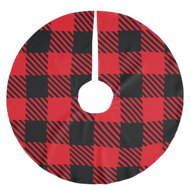 Weihnachten in Rot und Schwarz Polyester Weihnachtsbaumdecke (Vorderseite)