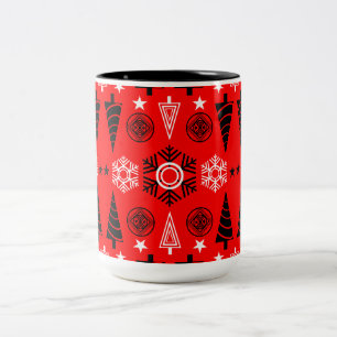 Weihnachten in Rot und Schwarz Zweifarbige Tasse