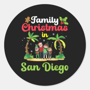 Weihnachten in San Diego mit Tropi Runder Aufkleber