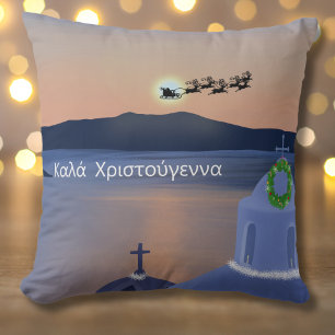 Weihnachten in Santorin, Griechenland mit Santa Kissen
