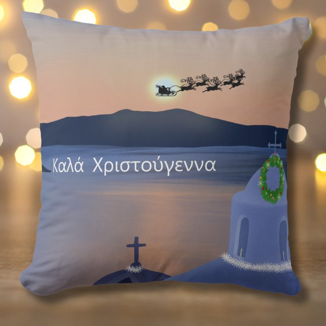 Weihnachten in Santorin, Griechenland mit Santa Kissen (Von Creator hochgeladen)