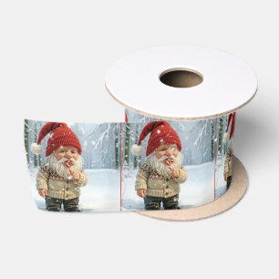 Weihnachten in Schneeflocken mit Candy Cane Satinband