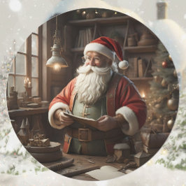 Weihnachten in seiner Werkstatt Weihnachtself Runder Aufkleber