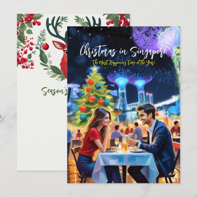 "Weihnachten in Singapur" Grußkarte Mitteilungskarte (Vorne/Hinten)