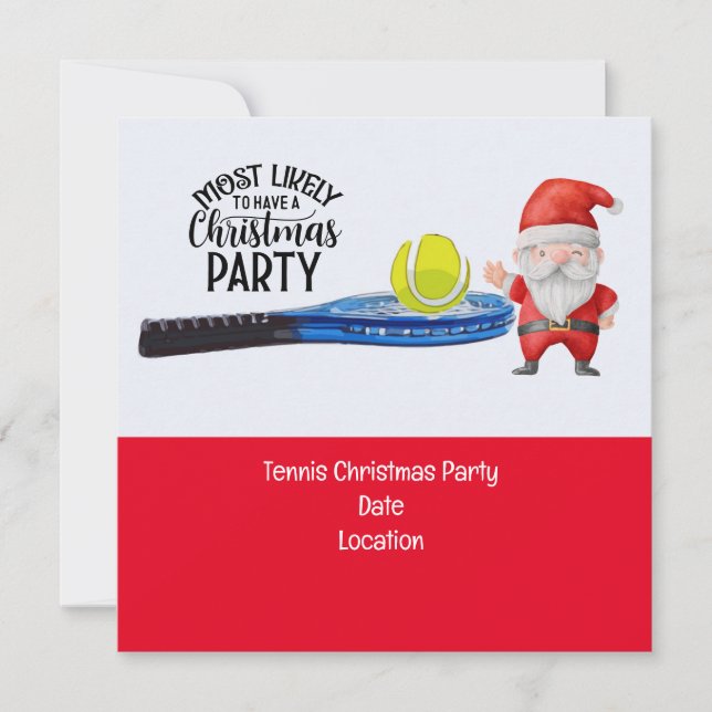 Weihnachten in Tennis mit dem Weihnachtsmann. Einladung (Vorderseite)