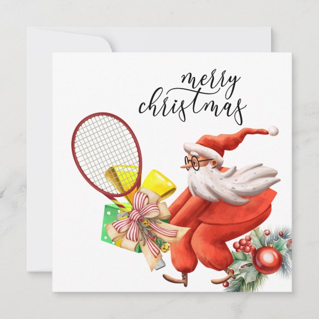 Weihnachten in Tennis mit Racket und Weihnachtskra (Vorderseite)