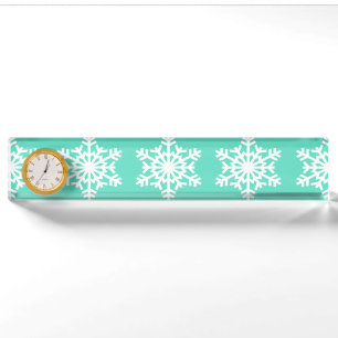 Weihnachten in Tiffanys Aqua Blue Schneeflocken Namensplakette