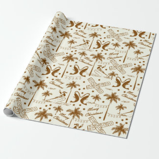 Weihnachten in Tropical Australia Gold Toile  Geschenkpapier
