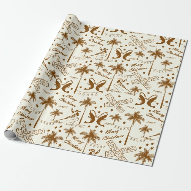 Weihnachten in Tropical Australia Gold Toile  Geschenkpapier (Ungerollt)
