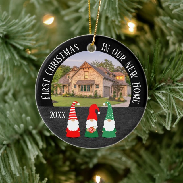 Weihnachten in unserem neuen Zuhause Keramik Ornament (Baum)