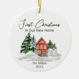 Weihnachten in unserer neuen Zuhause Pinienbäume P Keramik Ornament