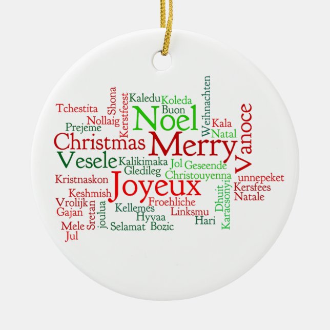 Weihnachten in vielen Sprachen Keramikornament (Vorne)