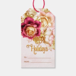 Weihnachten in Weiß und Rosa Rose Frohes Ferien Geschenkanhänger