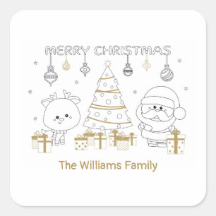 Weihnachten Individuelle Name Farbspass Niedlich e Quadratischer Aufkleber