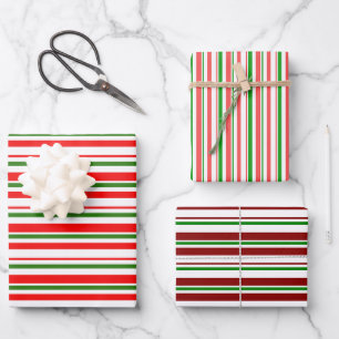 Weihnachten Inspiriert rot, weiß, grün gefärbt Geschenkpapier Set