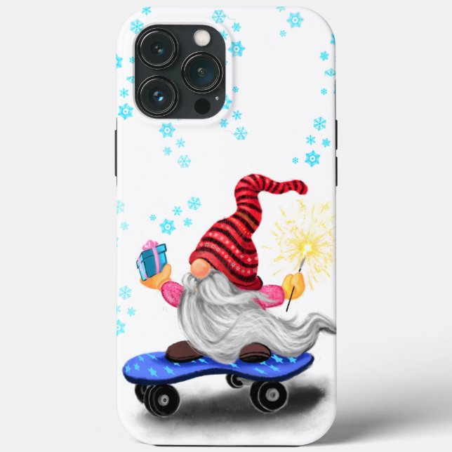 Weihnachten iPhone Case Geschenk Skater Gnome mit  (Rückseite)