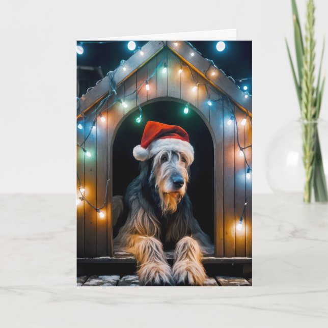 Weihnachten Irish Wolfhound In einem Doghouse Karte (Vorderseite)