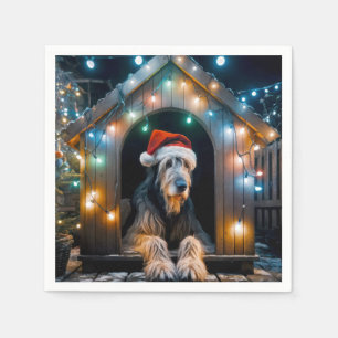 Weihnachten Irish Wolfhound In einem Doghouse Serviette
