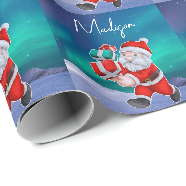 Weihnachten ist auf dem Weg nach Nordlichter Weihn Geschenkpapier (Rolleneckpunkt)
