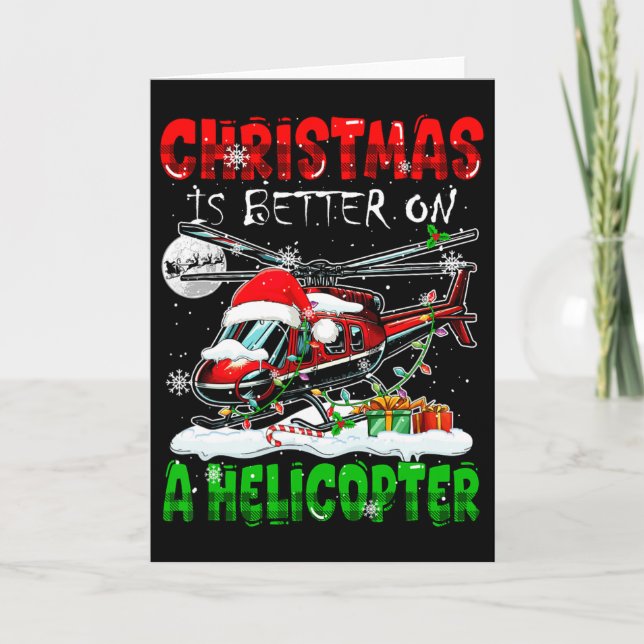Weihnachten ist besser auf dem Hubschrauber Santa  Karte (Vorderseite)