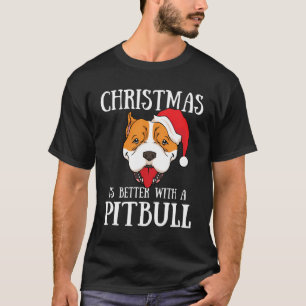 Weihnachten ist besser mit einem Pitbuli Hund Weih T-Shirt