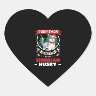 Weihnachten ist besser mit einer sibirischen Husky Herz-Aufkleber