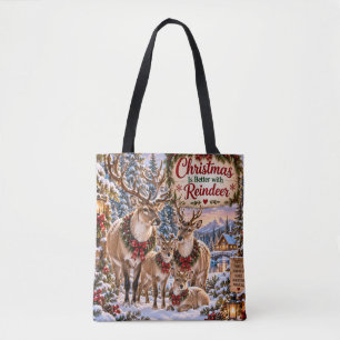 Weihnachten ist besser mit Rentier-Tüte Tasche