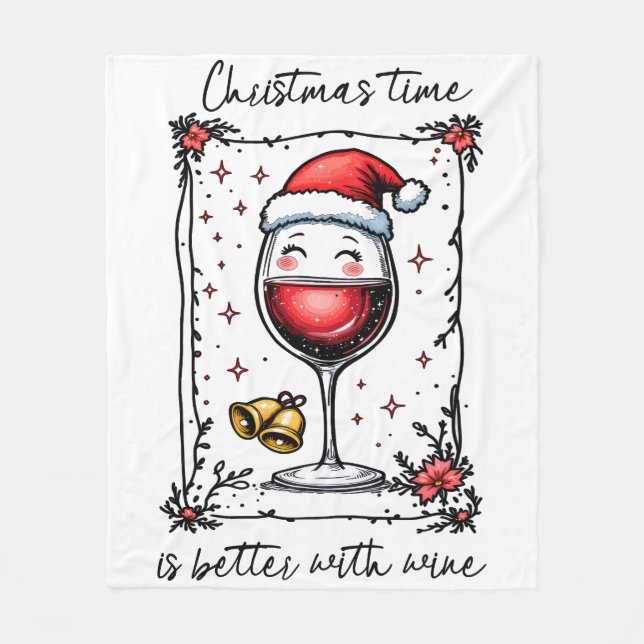 Weihnachten ist besser mit Wein Fleecedecke (Vorderseite)