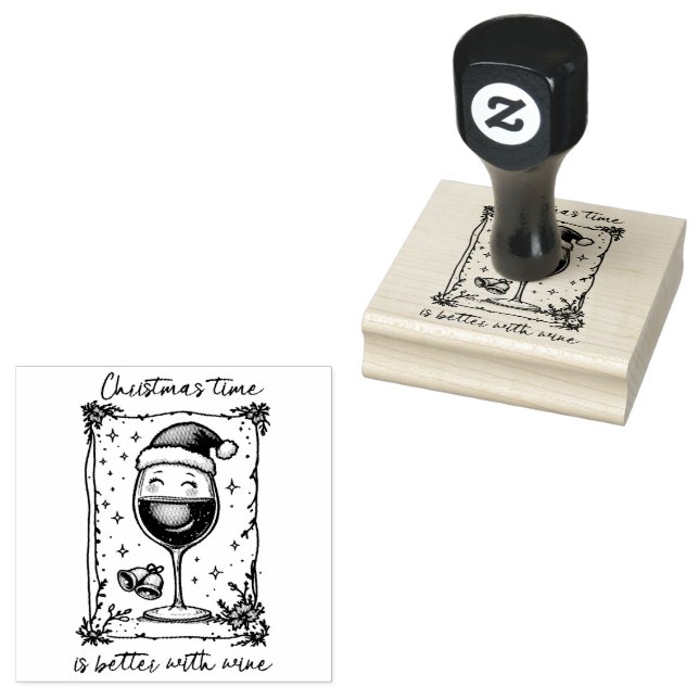 Weihnachten ist besser mit Wein Gummistempel (Stempel)