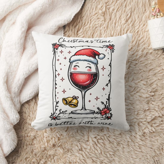 Weihnachten ist besser mit Wein Kissen (Decke)