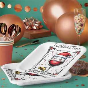 Weihnachten ist besser mit Wein Pappteller