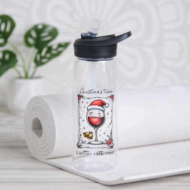 Weihnachten ist besser mit Wein Trinkflasche (Yoga (gedreht))