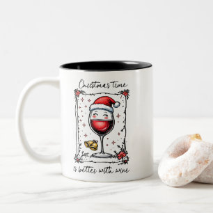 Weihnachten ist besser mit Wein Zweifarbige Tasse