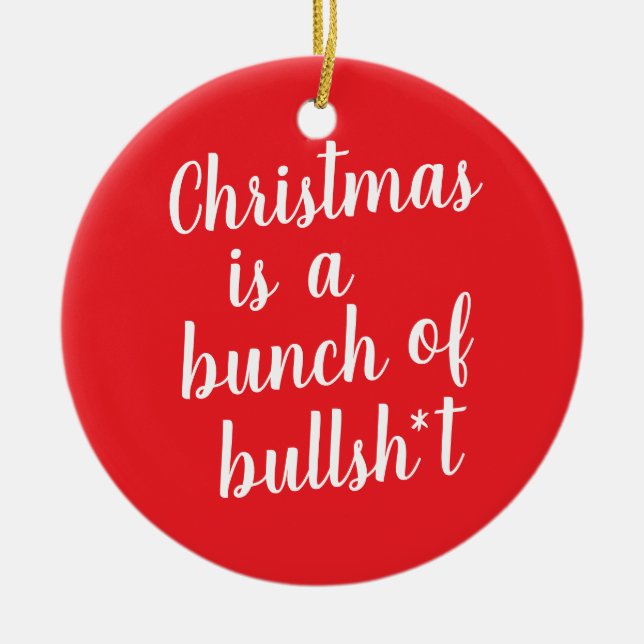 Weihnachten ist Bull - typografische Karte Keramik Ornament (Vorne)