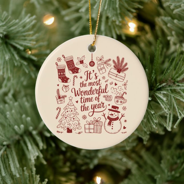 Weihnachten ist die wunderbarste Zeit des Jahres Keramik Ornament (Baum)