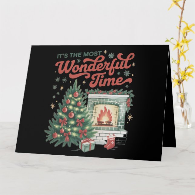 Weihnachten ist die wunderbarste Zeit Vintag Karte (Gelbe Blume)