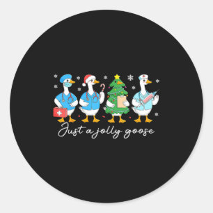 Weihnachten ist einfach eine fröhliche Gans Kranke Runder Aufkleber