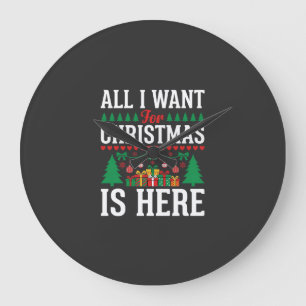 Weihnachten ist hier Holiday Tree Geschenk Große Wanduhr