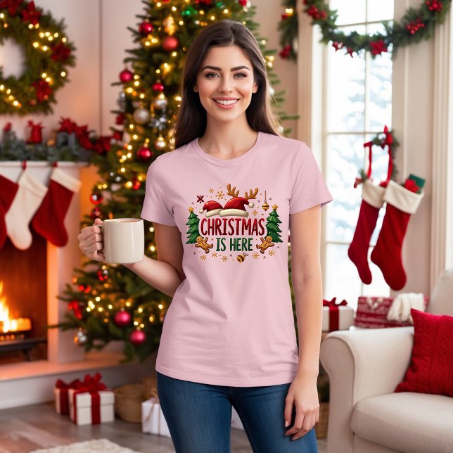 Weihnachten ist hier, Weihnachtsgeschenke T - Shir T-Shirt (Von Creator hochgeladen)