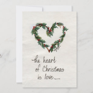 "Weihnachten ist Liebe" Grünes Herz Feiertagskarte