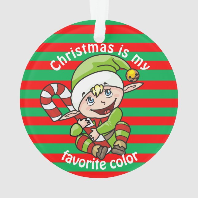 Weihnachten ist mein Lieblingsfarbelf Niedlich Ornament (Rückseite)
