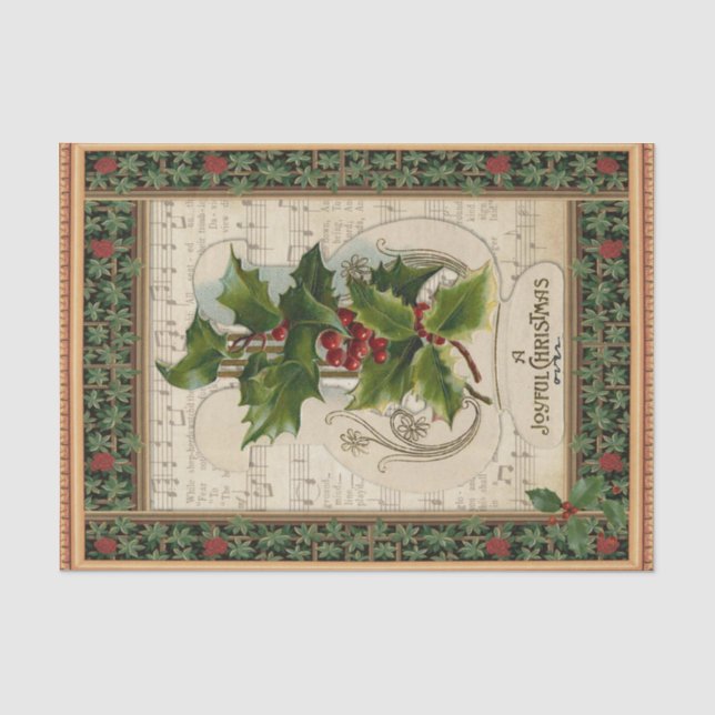 Weihnachten Ivy Red Berries und Noten Seidenpapier (Vorderseite)