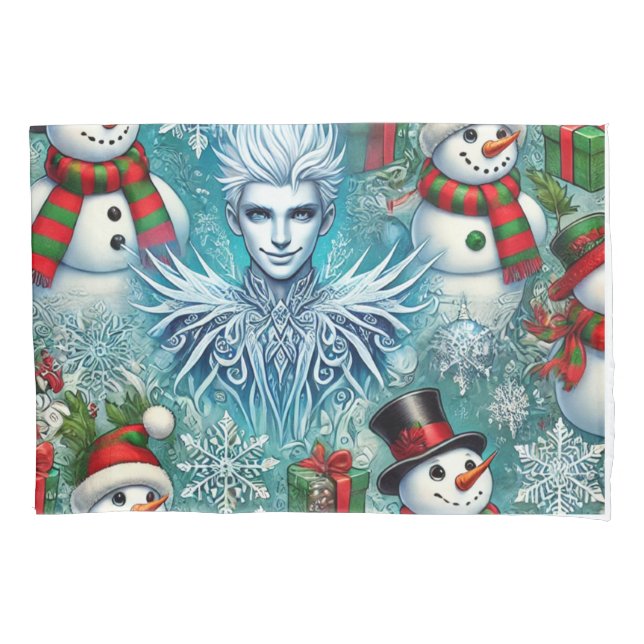 Weihnachten Jack Frost und Schneemann Kissenbezug (Vorderseite)