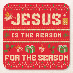 Weihnachten Jesus ist der Grund für die Jahreszeit Rechteckiger Pappuntersetzer