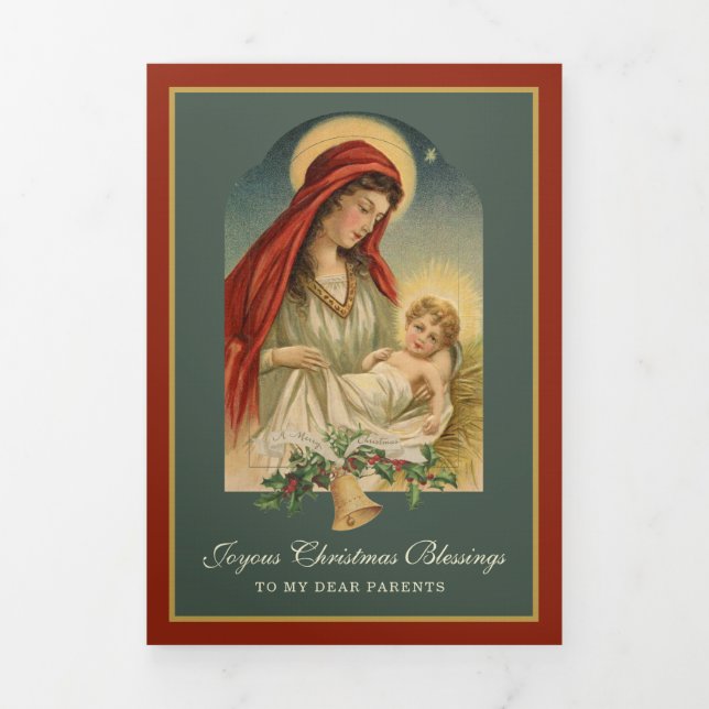 Weihnachten Jesus Jungfrau Mary Gedicht Dreifach Gefaltete Urlaubskarte (Cover)