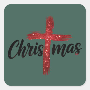 Weihnachten Jesus Kreuz Christlicher Glaube Religi Quadratischer Aufkleber
