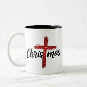 Weihnachten Jesus Kreuz Christlicher Glaube Religi Zweifarbige Tasse