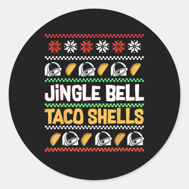 Weihnachten Jingle Bells Taco Muscheln Funny Ugly  Runder Aufkleber (Vorderseite)