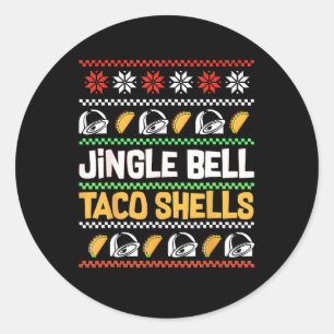 Weihnachten Jingle Bells Taco Muscheln Funny Ugly Runder Aufkleber