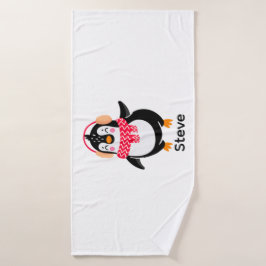 Weihnachten Jolly Pinguin in Scarf mit Ohrmuffen Badehandtuch